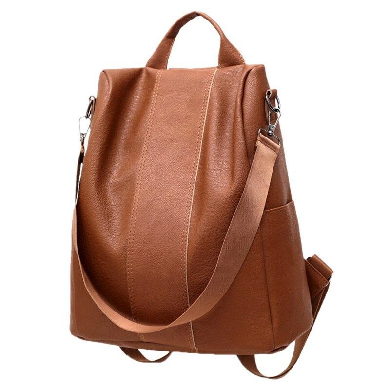 

Rucksack Women Leather Pompom Backpack Anti-theft Ladies Shoulder Bag
