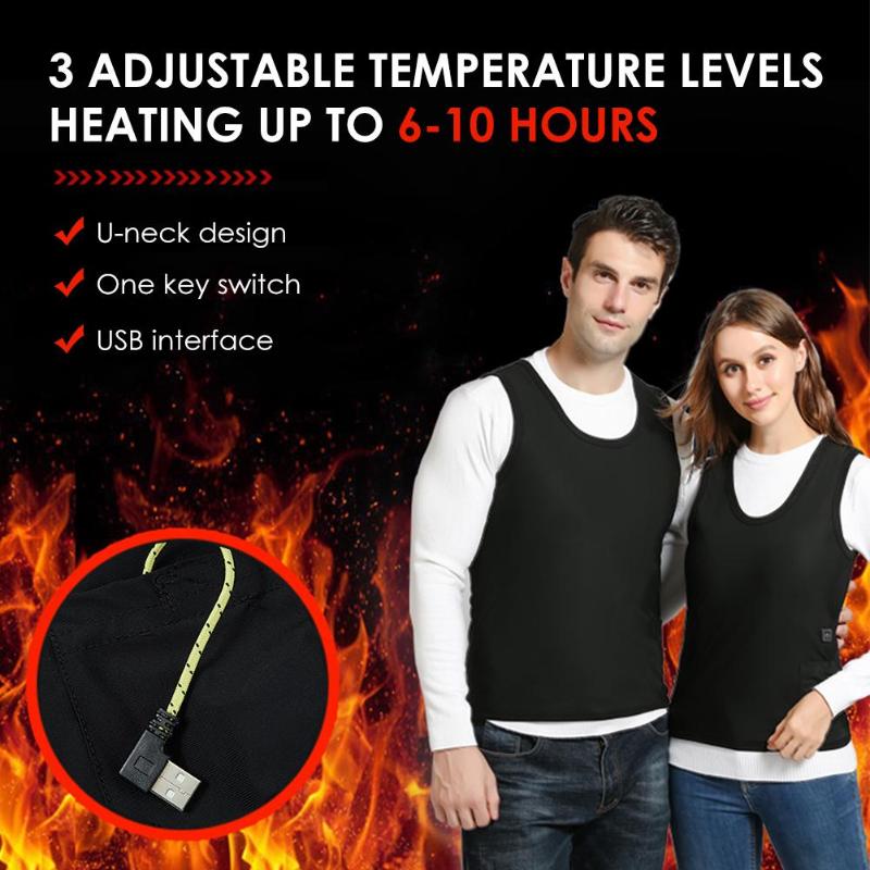 

USB Smart Electric Heated Vest Warm 3 Adjustable Temperature Levels Abdomen Back Heating Vest For Outdoor Hiking Cycling Skiing, As pic