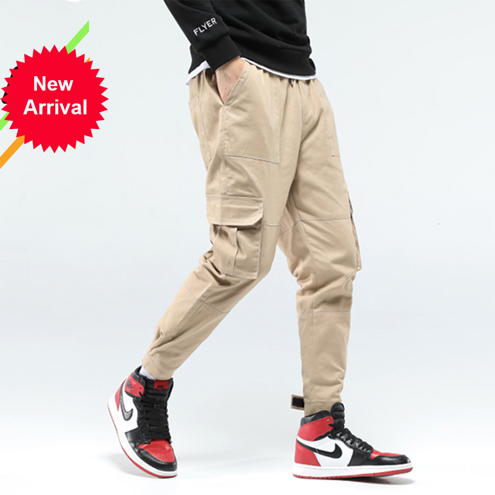 

2021 New Autumn Men Pants Hip Hop Harem Joggernew Male Casual Trousers Mens Solid Multi-pocket Sweatpants Bodybuilding Tooling Nkkf, Black