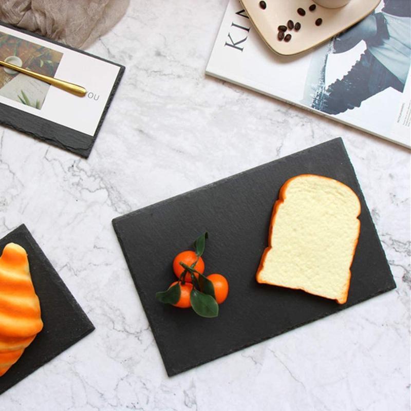 

Black Slate Serving Tray, Sushi Cheese Cupcakes Stone Board for Kitchen Parties 30*20cm1