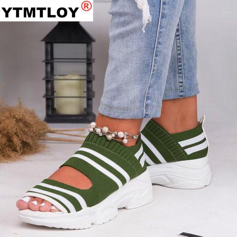 

Summer Women Sandals Open Toe Wedges Platform Ladies Shoes Knitting Lightweight Sneakers Sandals Big Size Zapatos Mujer1, Black