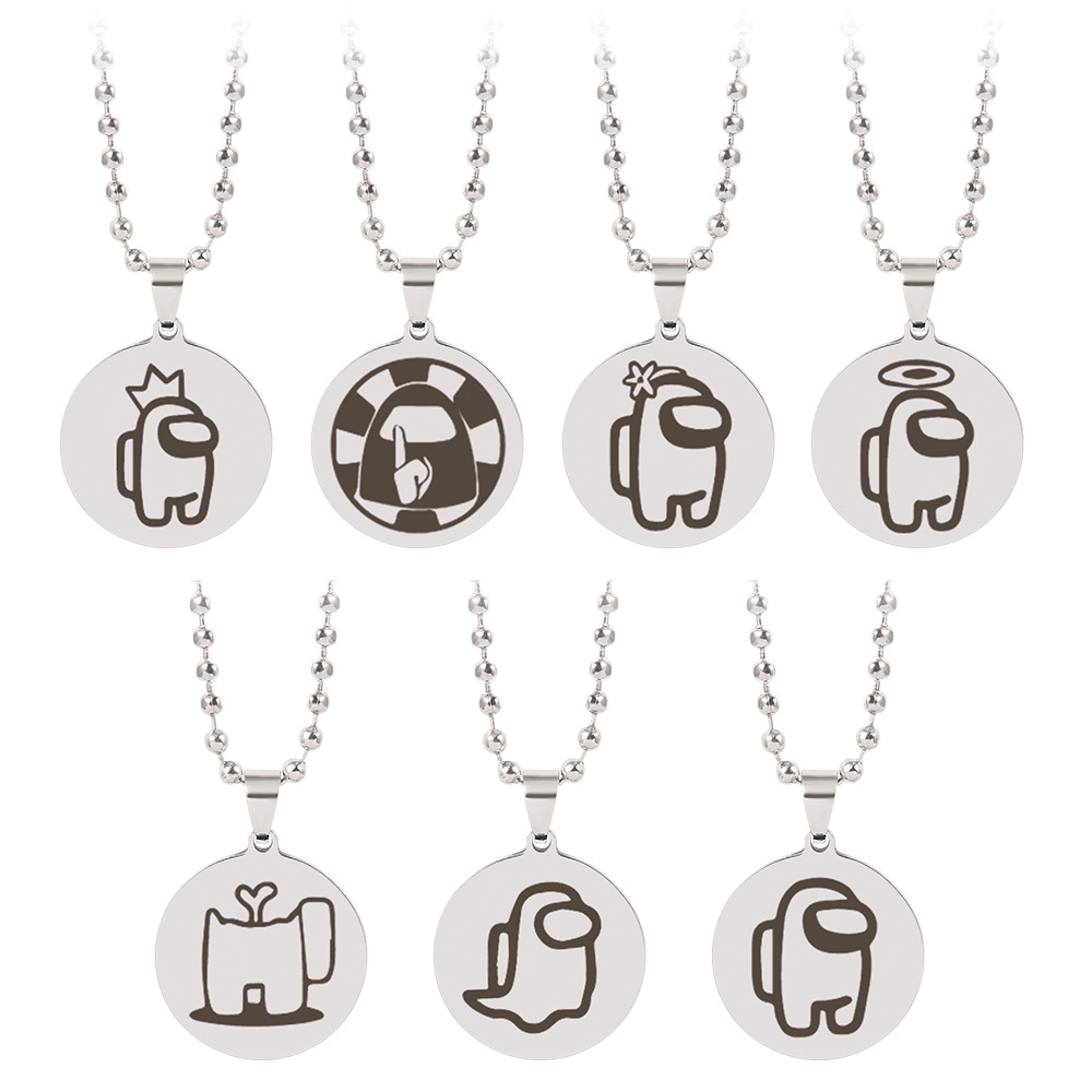 

7 styles Among Us Game Pendant Stainless necklace accessory Chain necklace kids Birthday Jewelry gift, Red;brown
