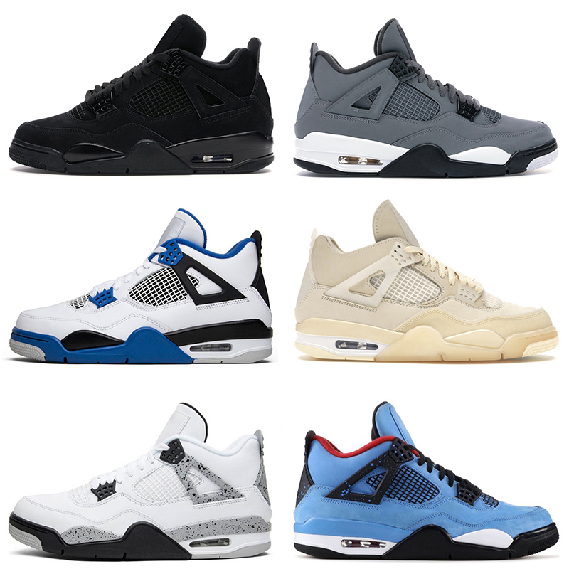 

Wholesale 2021 New Quality 4 4s Mens Shoes Retro Black Cat Sail White Cement Cactus Jack Union Off Women Sport JUMPMAN Sneakers 36-47, 34 royalty 36-47