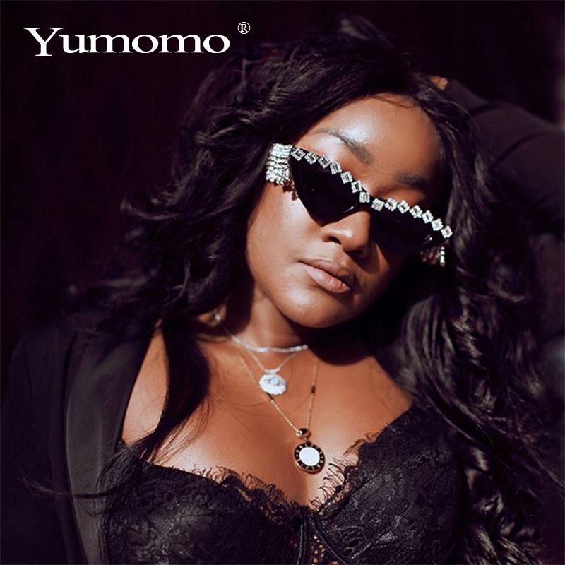 

Vintage Sexy Red Women Tassel Diamond Sunglasses Designer Fashion Black Cat Eye Rhinestone Glasses oculos feminino