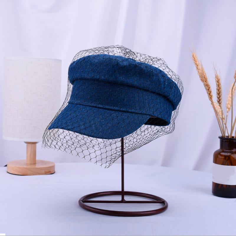 

2020 Spring/Autumn New Cowboy Lace Gauze Female Beret Hat Fashion In Europe And The Wind Restoring Ancient Ways The Painter Cap, Black