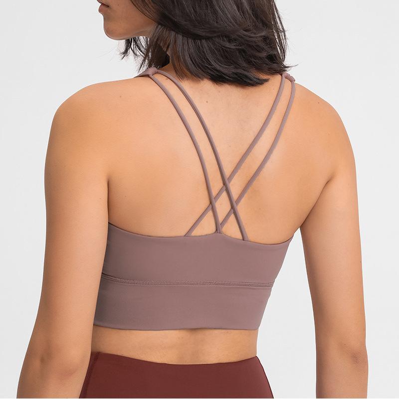 

EVERYDAY Push Up Sport Bras Crop Top Women Naked Feel 4-Ways Stretchy Workout Leisure Gym Yoga Bras with Removable Pads, Deep crimson