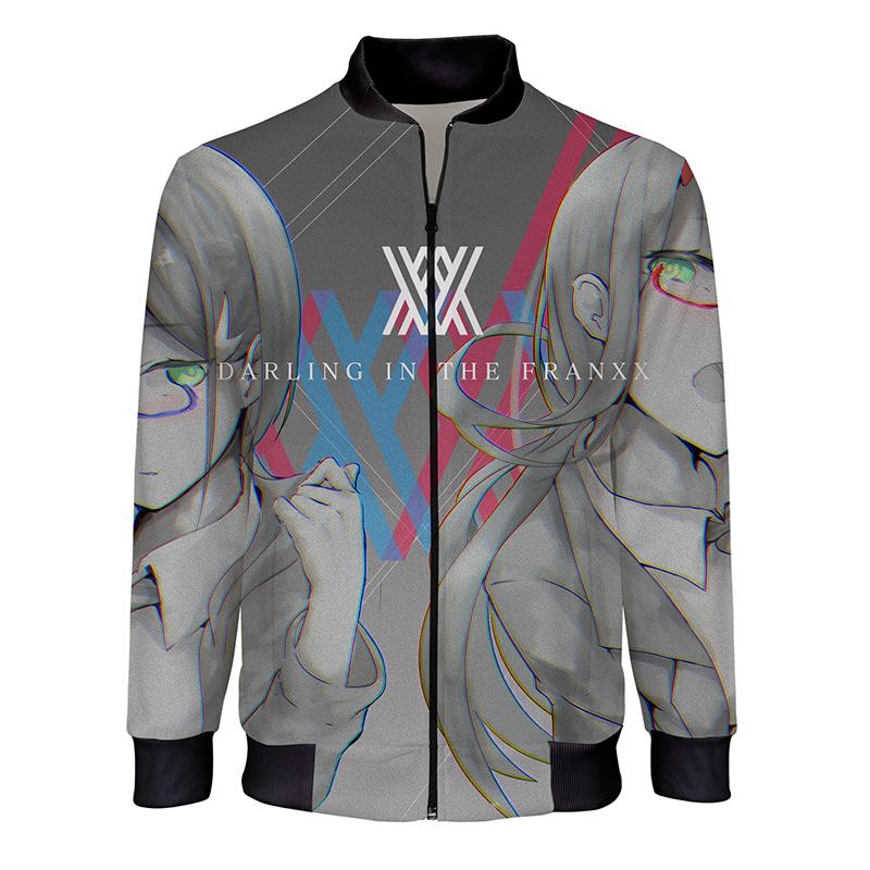 

2020 NEW Casual Anime Pattern Jackets DARLING In The FRANXX 3D Printed Men/Women Fashion Stand Collar Zipper Jacket Unisex Coat, 01