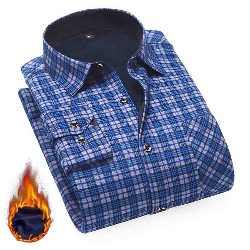 

2021 New Brand Men Lining Flannel Bottoming Winter Long-sleeved Warm Plaid Men's Plus Veet Shirt Mpjo, 4ldbl-s72