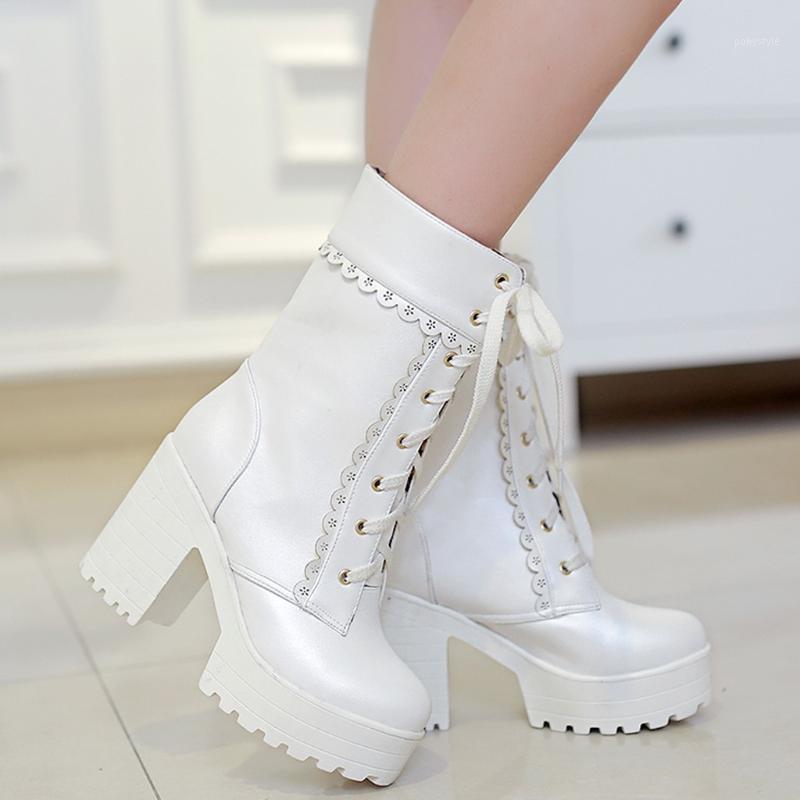 

2020 New Arrival Spring Autumn Lolita High Heel Student Shoes Sweet Lady Cosplay Platform Hot Sale Fashion Boots Female Ladies1, Black