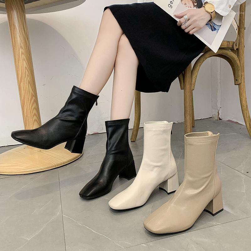 

Shoes Women's Boots Autumn Luxury Designer Boots-Women Round Toe High Heel Summer Mid Calf Low Ladies Rubber Mid-Calf1