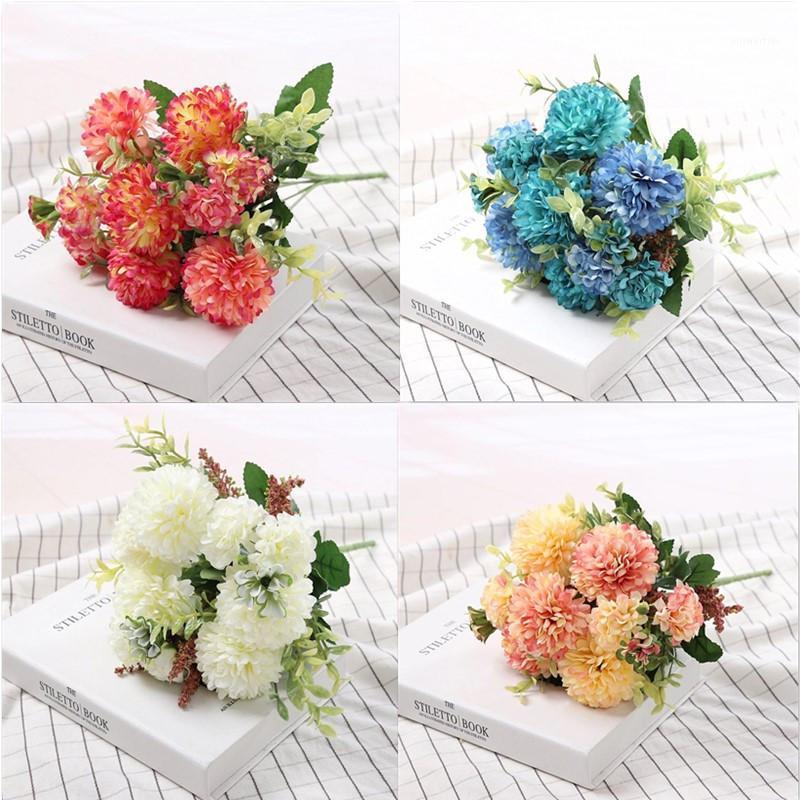 

hydrangea silk flower Ball White Dandelion artificial flowers birthday home wedding decoration accessories fake flowers bouquet1, Blue