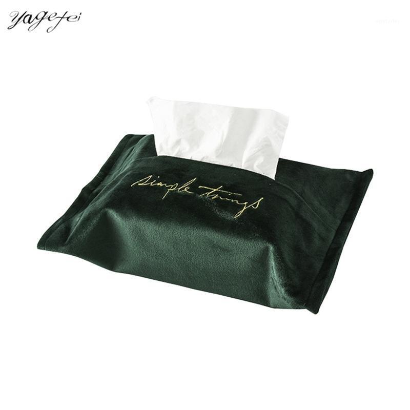 

New Embroidery Tissue Box Velvet Napkin Holder Case Europe Style Living Room Kitchen Napkin Bag Pouch Home Tissue Boxes for Car1