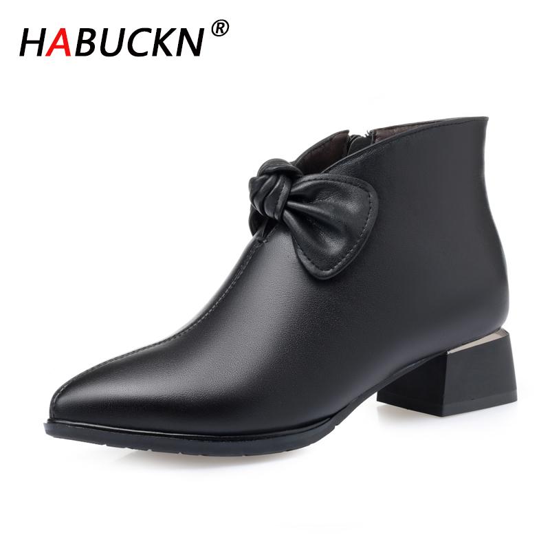 

HABUCKN Lady shoes fashion genuine leather women ankle boots big size European and American pointed red Wedding shoes boots, Red plush