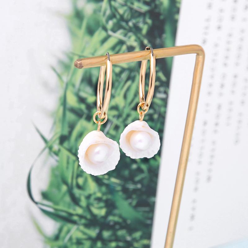 

Fashion Shell Drop Earrings For Women Simple Design Korean 3 Style Statement Earring Appointment Date Gift Jewelry Accessory