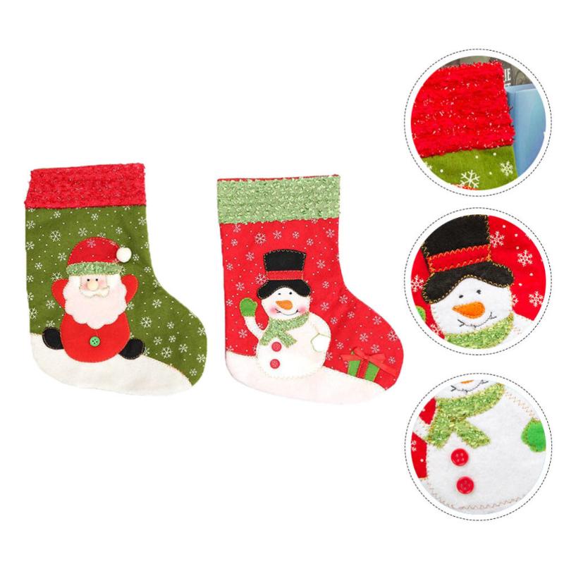 

2Pcs Candy Storage Stockings Presents Bags Christmas Tree Hanging Ornaments