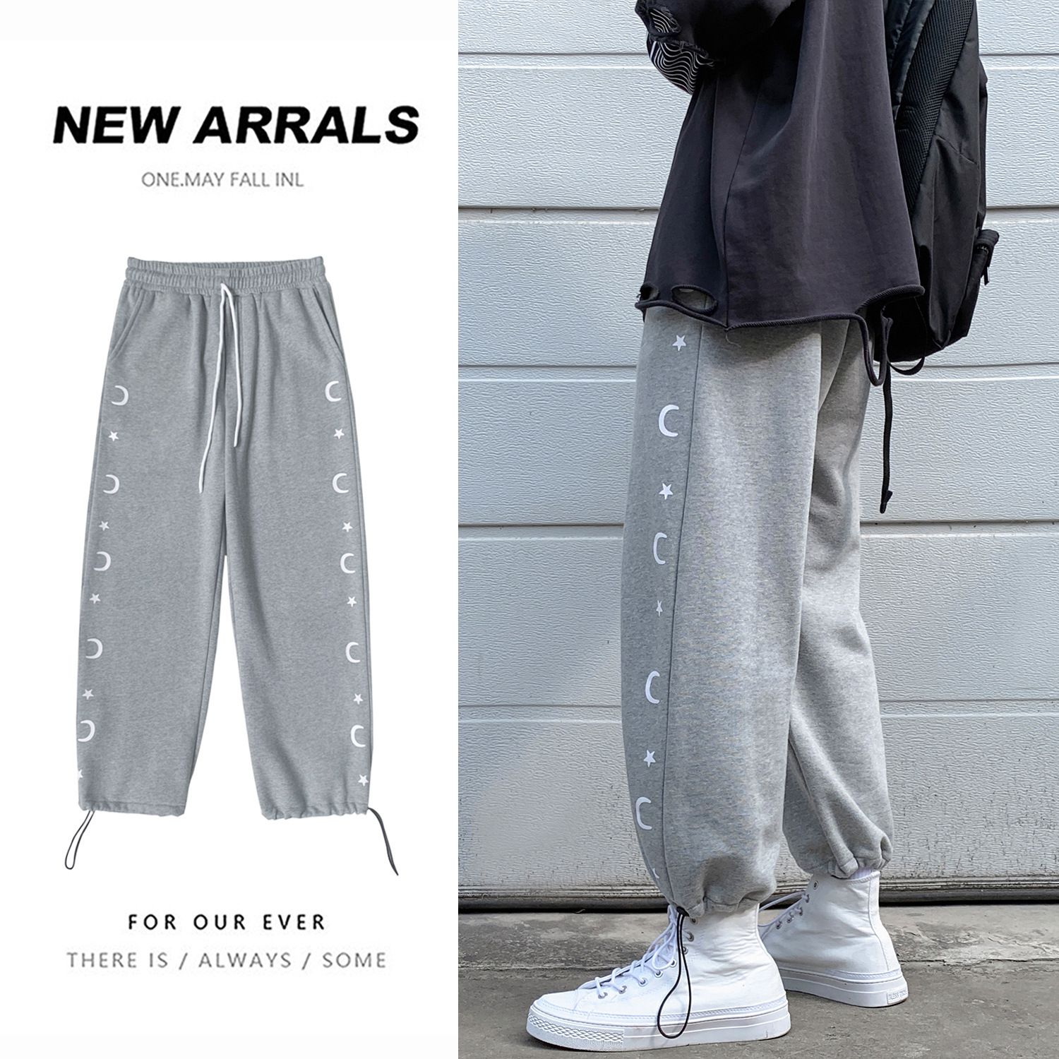 

2021 Autumn Sports Trend Loose Printed Bouquet Foot Teenage Male and Female Casual Pants 9m1c, Red