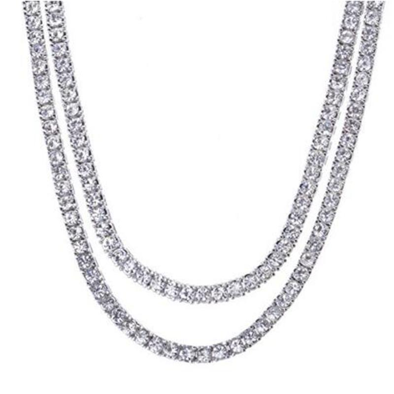 

Iced Out Bling Zircon 1 Row Tennis Chain Necklace Men Hiphop Jewelry1