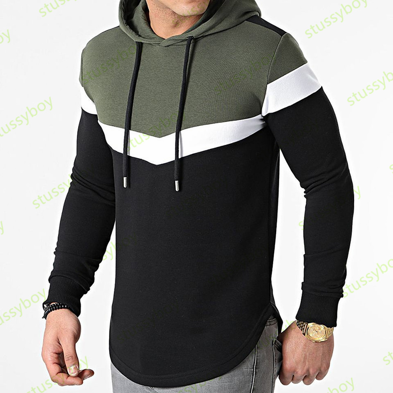 

Plus Size Mens Hoodies Hooded Men Casual Slim Pullover Sweatshirt Man Contrast Color Fitness Sweater Size M-3XL, White