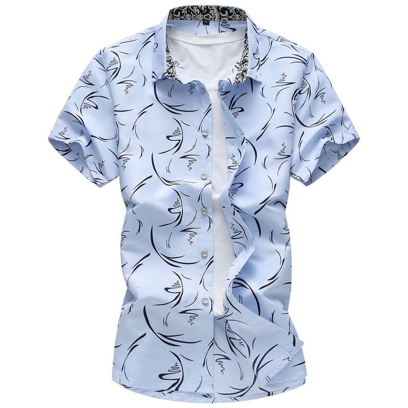 

2021 New -7xl Summer Casual Large Size Trendy Suit Shirt, High-end Brand Quality Men's Short Sleeve Shirts White, Navy Blue 5l8j