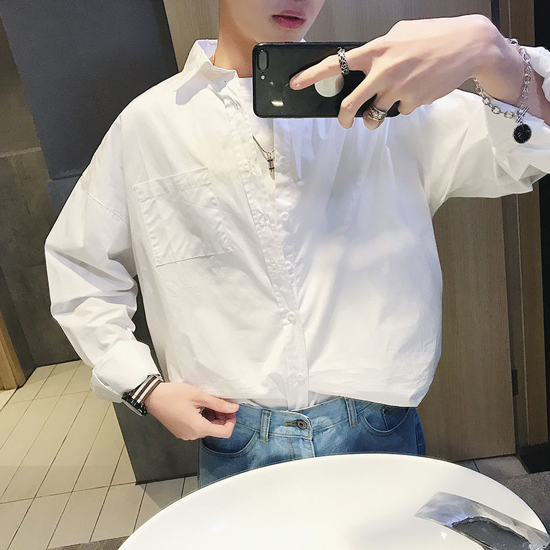 

Men's Shirts 2021 Spring and Winter New Wild White Shirt Young Clothes FI15