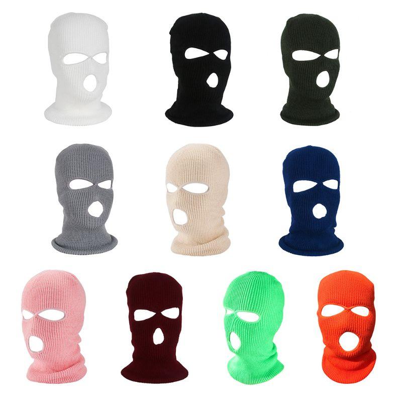 

Halloween 3-Hole Knitted Full Face Cover Winter Warm Neon Balaclava Mask Hat Q0KE