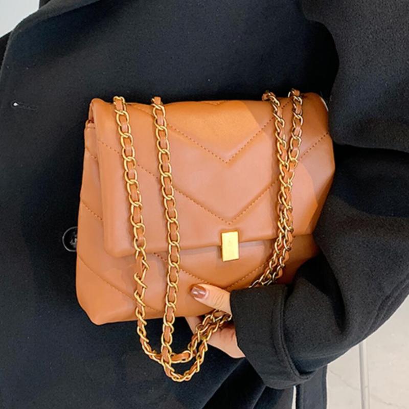 

Elegant Female Square Armpit bag 2021 Fashion New High quality PU Leather Women's Designer Handbag Chain Shoulder Messenger Bag, Black