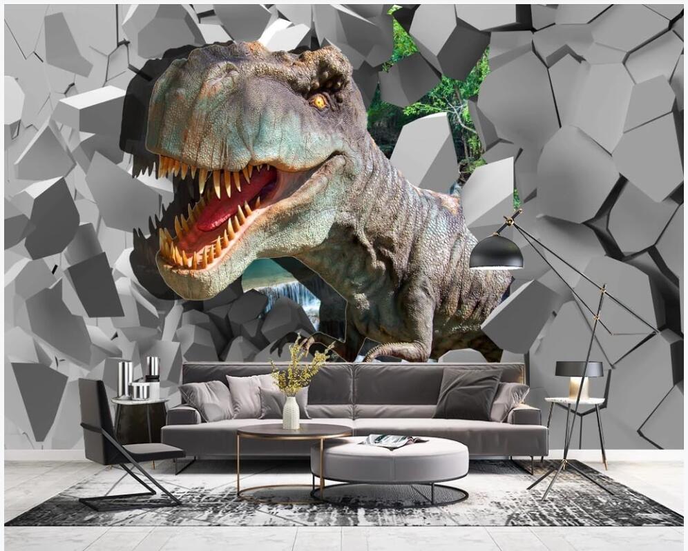 

3d wallpaper custom photo mural on the wall Break the dinosaur Children's room home decor 3d wall murals wallpaper for walls 3 d in rolls, Non-woven wallpaper