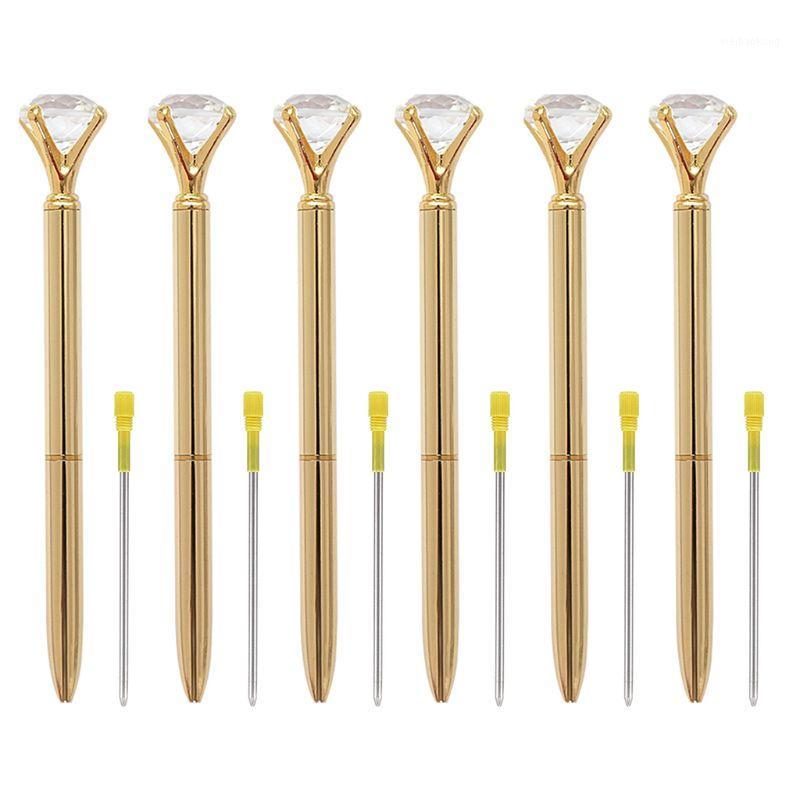 

Big Diamond Pens Diamond Tip Pens Big Pen Rhinestones Crystal Metallic Ballpoint Black Ink 6 Pcs Silver1, Gold