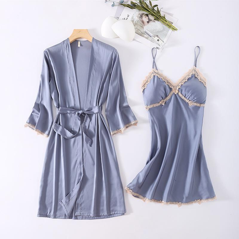 

Spring And Summer Women's Pajamas New Sexy Pajamas Suit V-neck Cardigan Fashion Women's Home Wear Suit, Burgundy