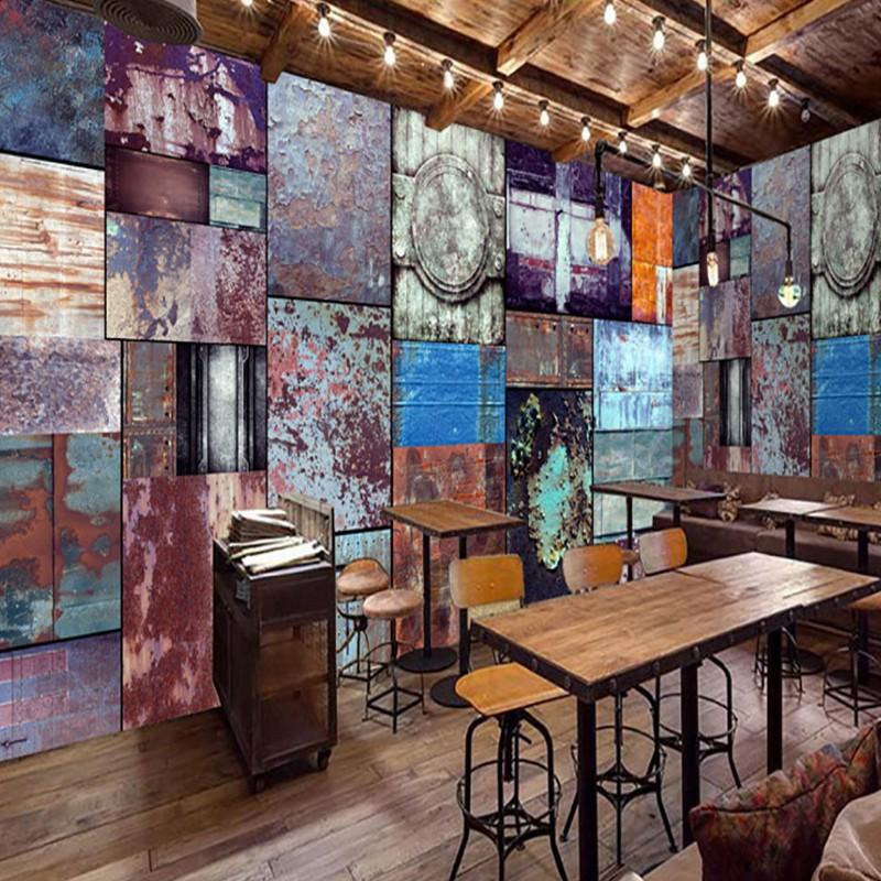 

Dropship Custom Mural Personalized Retro Iron Background Decoration Wallpaper Custom High Quality Mural Wallpaper, As pic