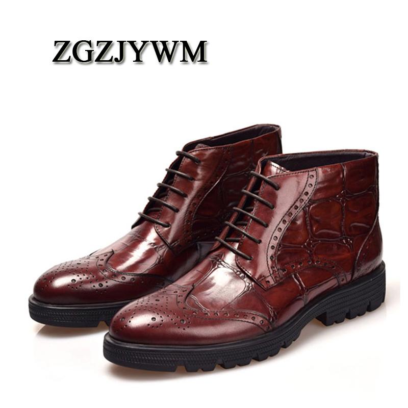 

ZGZJYWM New Fashion British Style Quality Genuine Leather Lace-up Man's England Vantage Motorcycle High-top Boots, Black