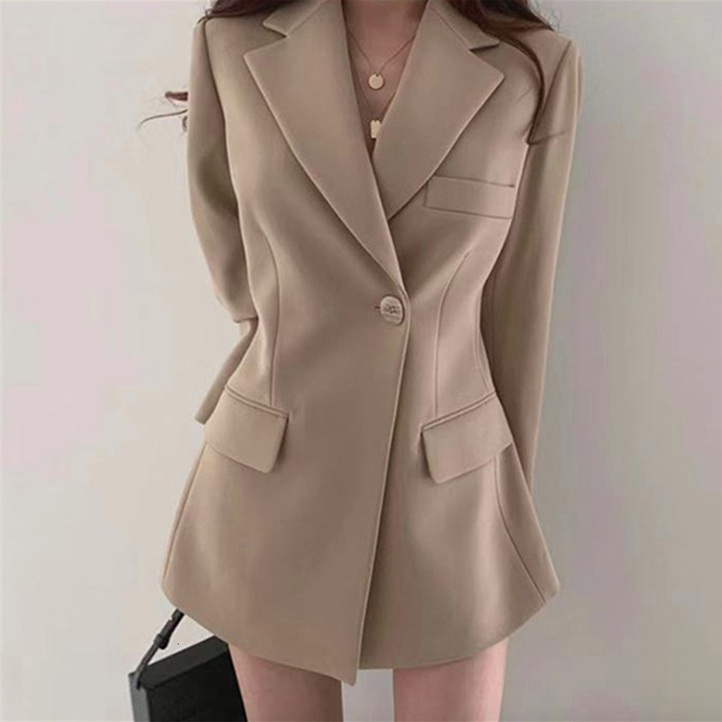 

2021 New Female Winter Blazers Oversize Buttons Pockets Vintage Jackets Wild Lady Topos Jk6020 NR68, Khaki.