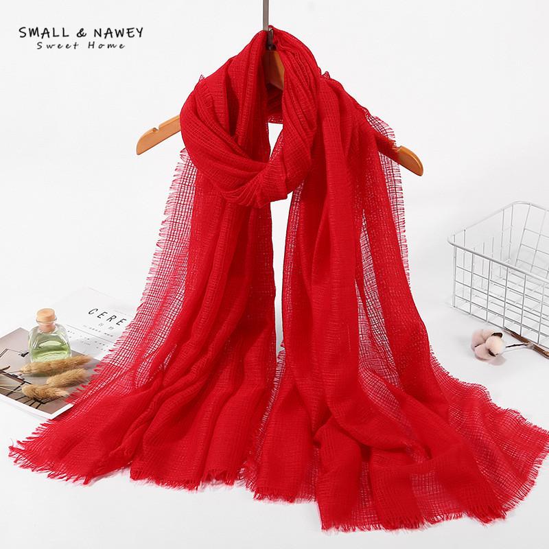 

90*180CM Malaysia headscarf monochromatic hollow four-sided shawl scarf headscarf cotton and linen shawl wholesale