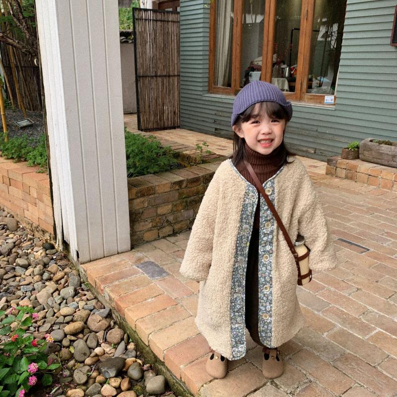 

80-130 Cm Winter Girls Fleece Thick Warm X-Long Coat Baby Kids Children Jacket Outerwear, Beige