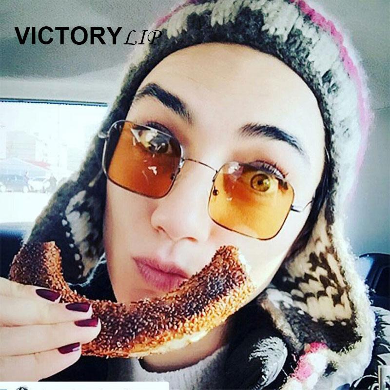 

Victorylip 2021 Small Size Women Square Brand Designer Square Transparent Sunglasses Female Metal Frame Uv400 Clear Sun Glasses