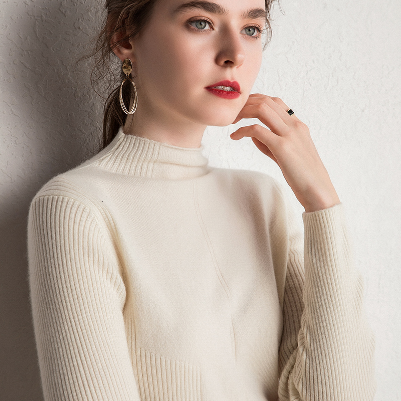 

2021 High quality Soft, Warm Female Sweaters 100% Pure Knitting Cashmere New Winter Feminine Jumpers 5-color E0ZD, Coffee