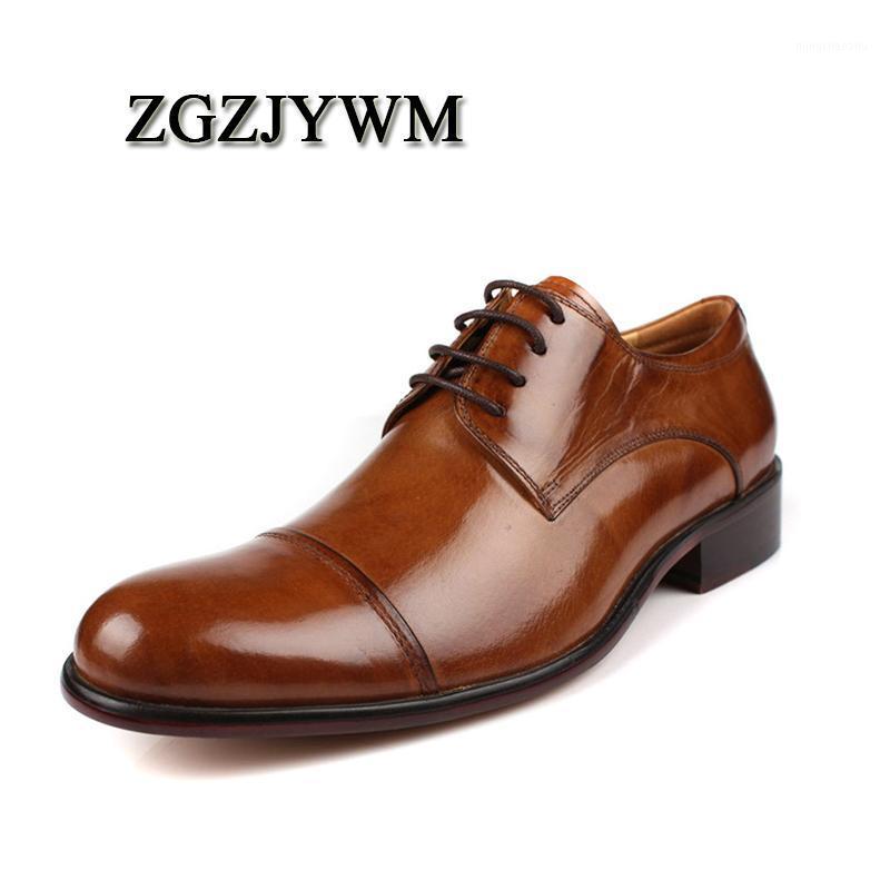 

ZGZJYWM Men Pointed Toe Brown/Black Men Flat Soft Leather Lace Up Oxford Shoes For Wedding Shoes Big Size 38-461