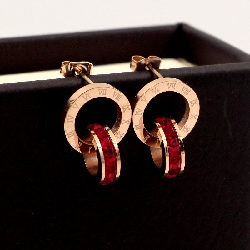

Roman Numerals Zircon Stud Earring for Woman 316L Stainless Steel Fashion Never Fade Earrings Jewelry