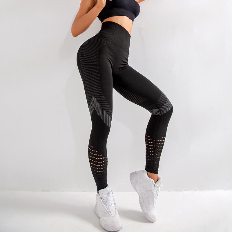 

Women Hollow Out Sport Fitness Gym Bodycon Push Up Yoga Pants Lady Casual Slim Fit High Waist Ankle Length Long Trouses, Green