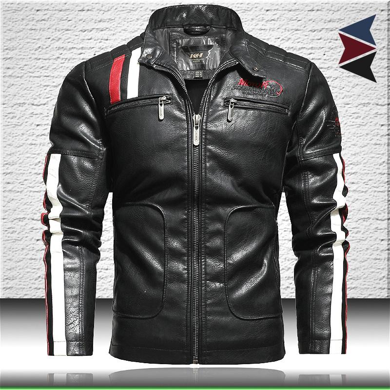 

Men Motorcycle Leather Jacket 2020 Trendy New Faux Leather Jacket Mens Bomber with Embroidery Epaulet Biker Coat, Kh188 black
