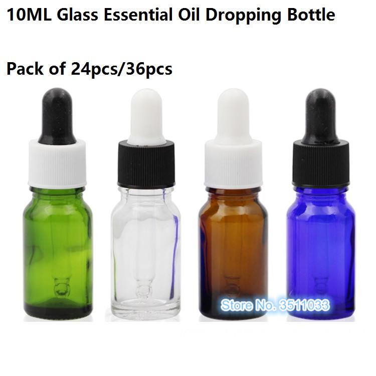 

10ml Empty Green Glass Essential Oil Dropper Bottle Transparent Essence Bottle Blue Brwon Cosmetic Essential Oil Pipette