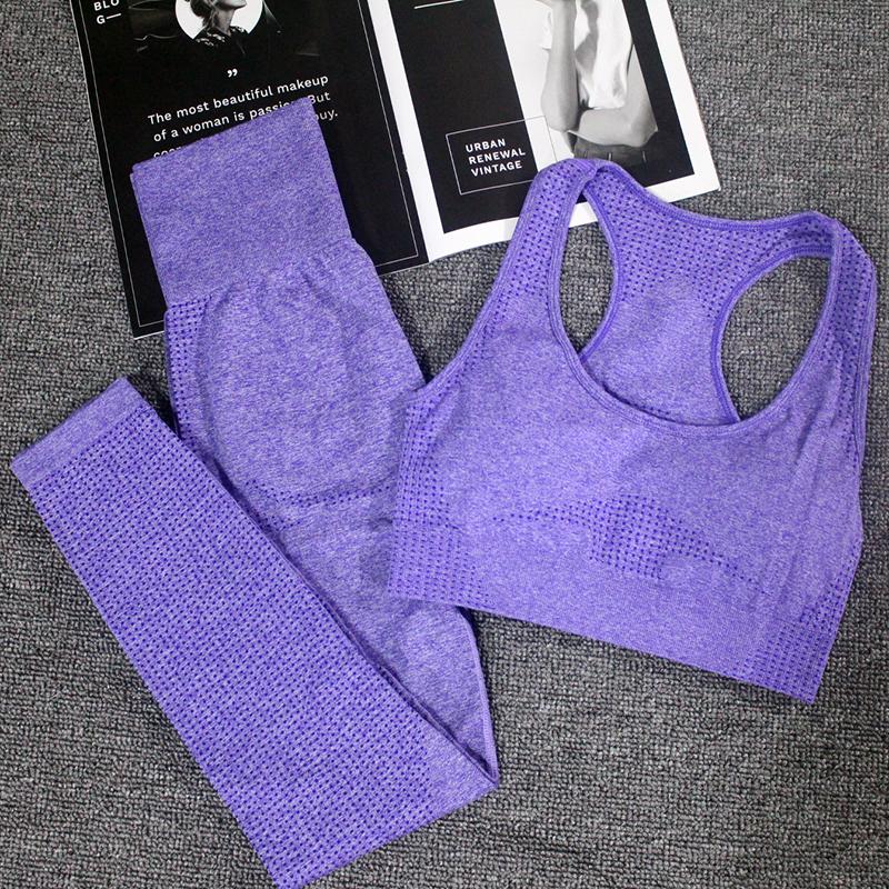

Vital Seamless Yoga Set Women Fitness Clothing Sportswear Woman Gym Leggings Tights Padded Push-up Sports Bra 2 Pcs Sports Suits, Black