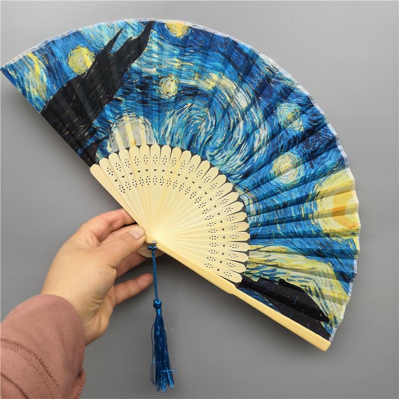 

Chinese Style 6-inch Female Single-sided Cloth Hand Fan Famous Painting Folding Fan Cheongsam Photography Eventail A Main