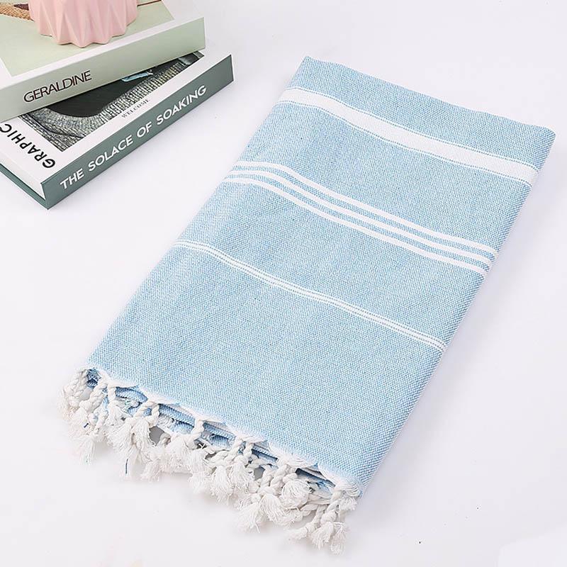 

Turkish Beach Towels with Tassel 100% Cotton Stripe Thin Bath Towel Travel Camping Sunscreen Shawl Wall Tapestry 100*180 cm1, Green