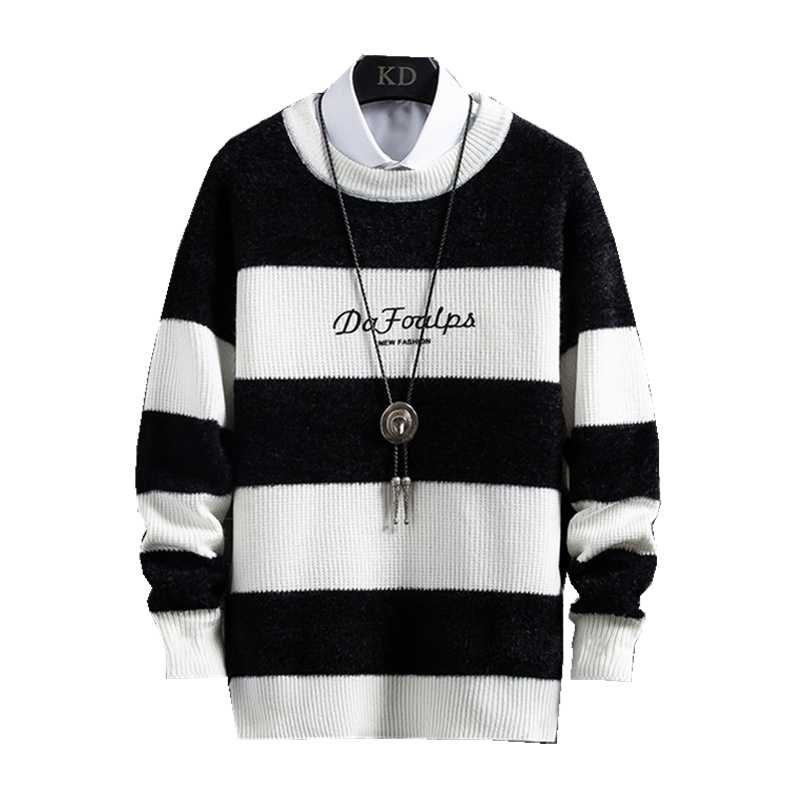 

Men's Vests Fashion 2021 Knit Men Sweaters Korea Turtleneck Long Sleeves Autumn Winter Pullover Knitted O-Neck Sweater, Black