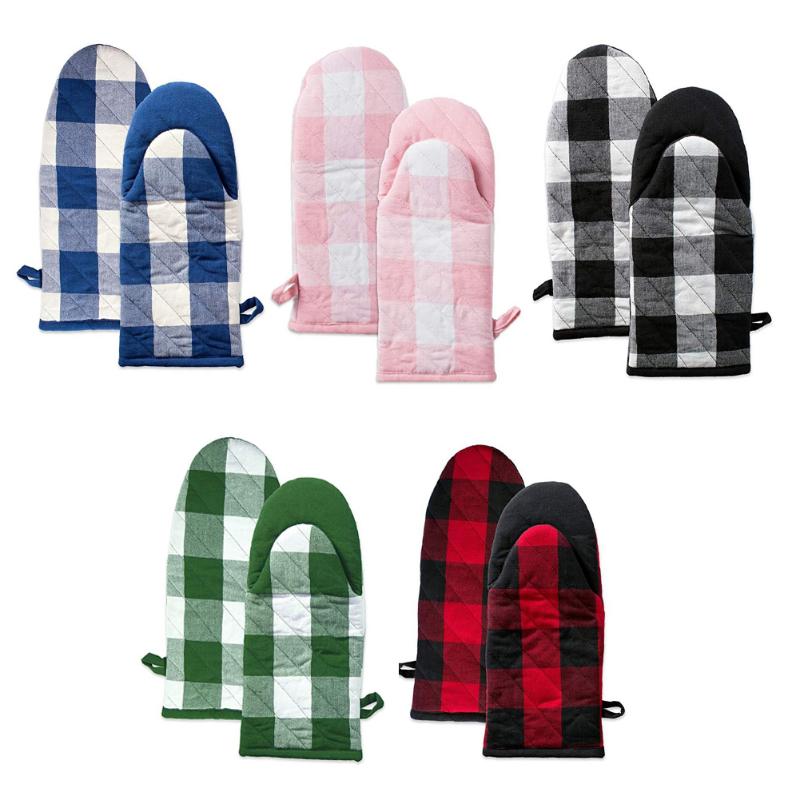 

1 Pcs Check Oven MiHeat-Resistant Oven Mitten Kitchen Insulated Cooking Gloves Suitable For Baking Microwave