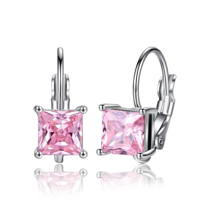 

Hoop & Huggie 4 Colors White Gold Color Cut + Square Zircon CZ Pendientes Earrings For Women Men Luxury Aros Jewelry Festive Gift