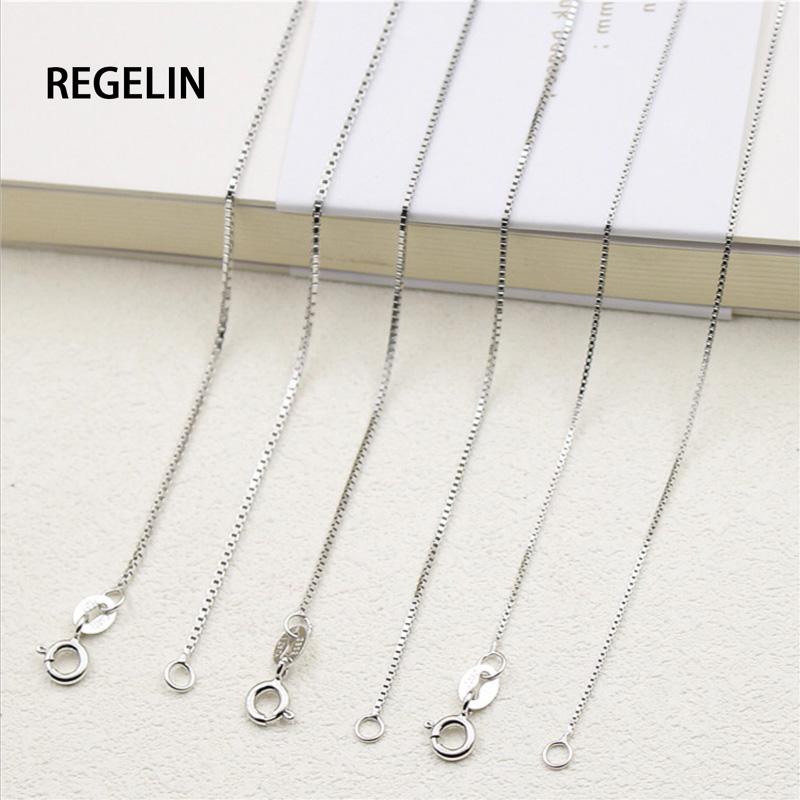 

REGELIN 40/45/50/55/60cm Classic Basic Chain 100% 925 Sterling Silver Necklace Chain Fashion Jewelry Girl's Clavicle Necklace