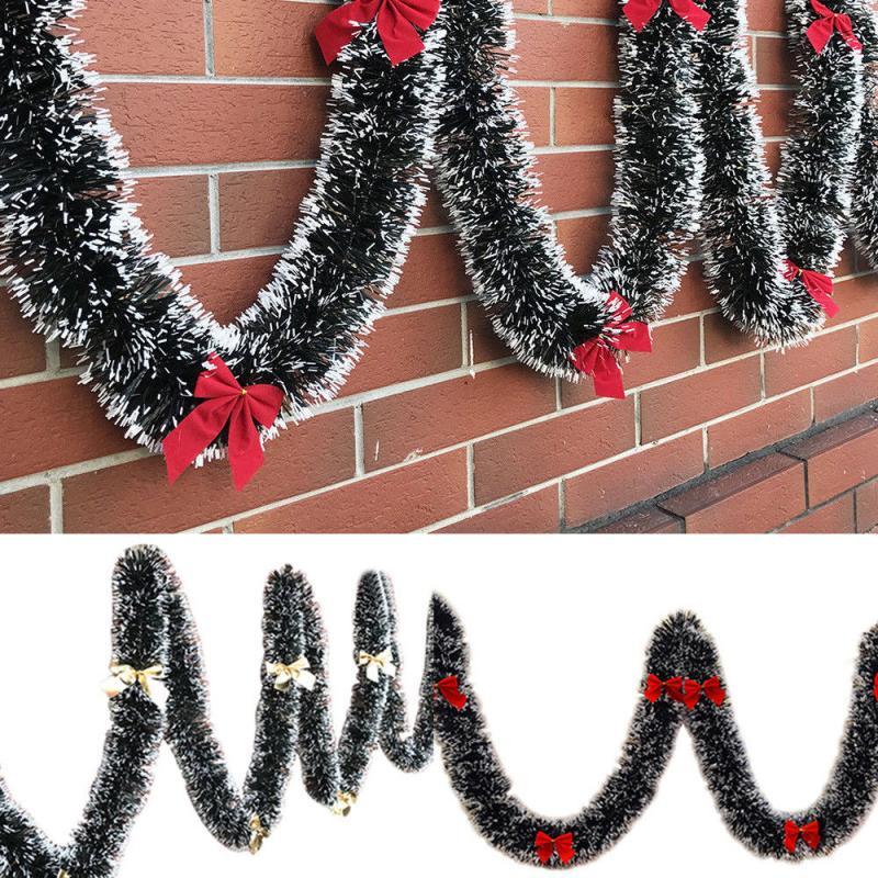 

1PC New 2M Garland Home Wall Door Decor Christmas Tree Ornaments Tinsel Strips With Bowknot Party Supplies 2020