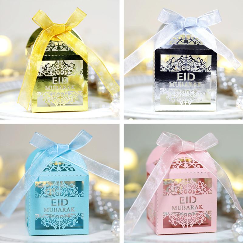 

5/10pcs Eid Mubarak Box Candy Dragee Ramadan Kareem Favor Gift Box DIY Islamic Muslim Festival Happy Al-Fitr Eid Party Supplies
